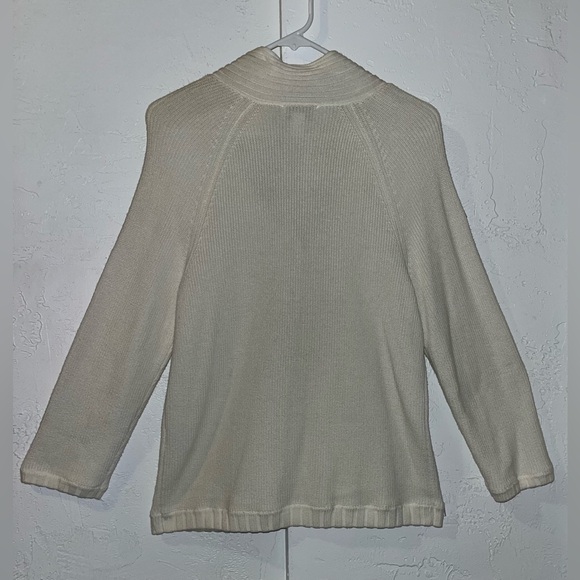 Talbots Cream Colored One Button Cardigan Sweater with Long Sleeves - Picture 2 of 11